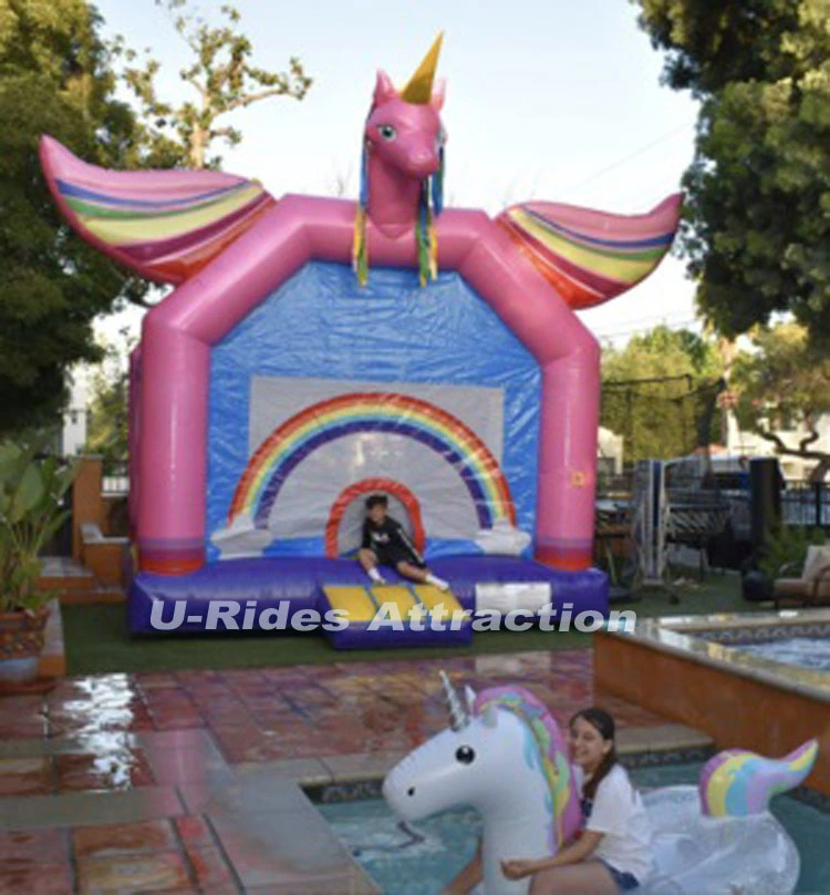 La princesa Rainbow Unicorn castillo inflable castillo hinchable tobogán para carro parte