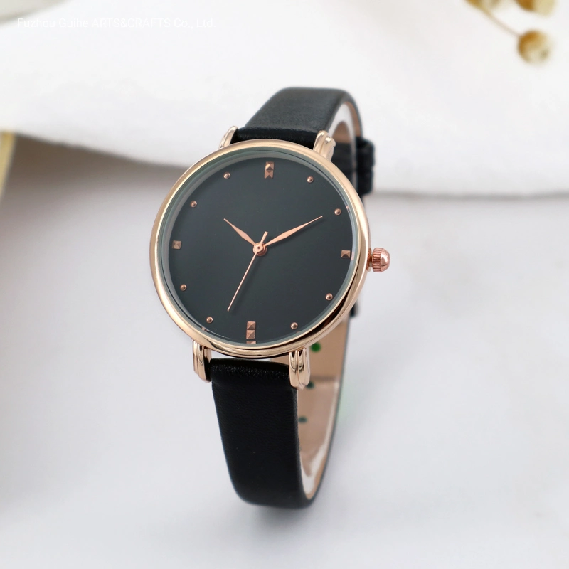 2021 Fashion Women Leather Stainless Steel Back Water Resistant Lady Ladies Quartz Wrist Watch