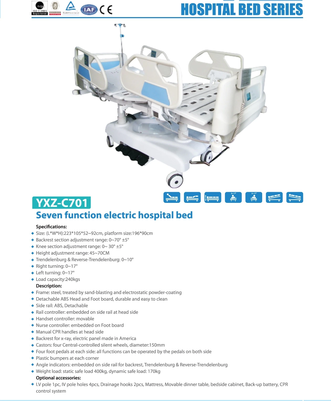 Elektrisches Pflegebett (16 Funktionen) Pflegebett