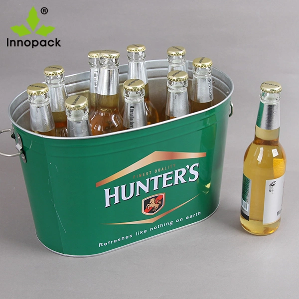 10qt Printed Metal Beer Ice Cooler with Handle and Opener