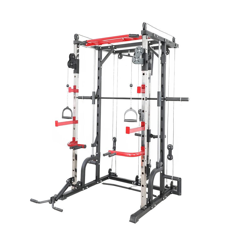 Rack Mutli Function Station Strength Training Weightlifting Bearings Barbell All in One Gym Cable Smith Equipment Fitness Machine Exercising Body