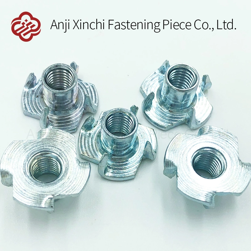 Free Sample Original Factory Threaded Insert T Nut M10X13mm Stainless Steel Four Prong Tee Nuts