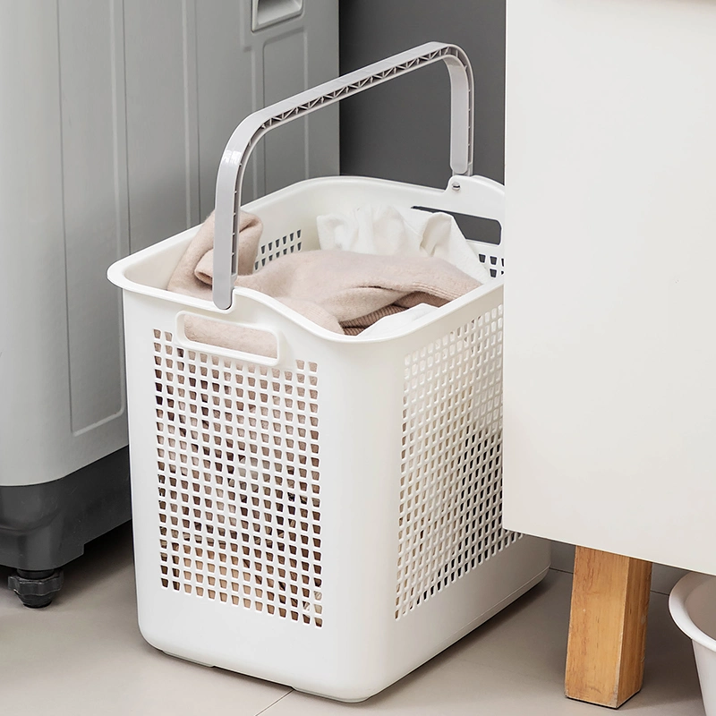 Panier à linge en plastique de grande capacité pour enfants avec poignée, style européen, pour jouets, fruits et vêtements. Organisateur de panier de rangement pour la lessive.