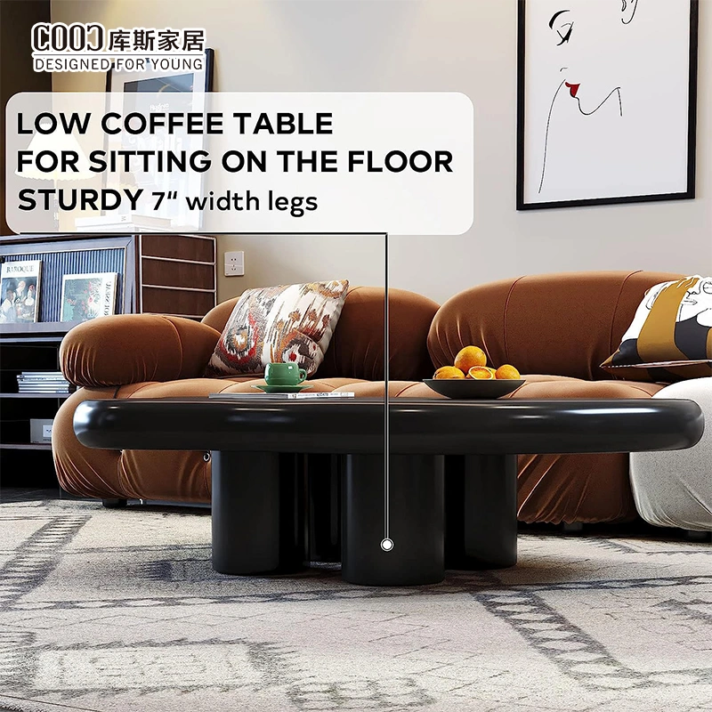 Modern Black Cloud Wood Coffee Table for Home Centre Tea Table for Living Room