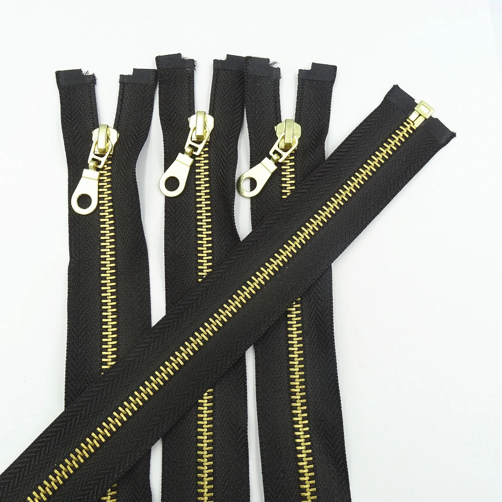 Coffee Color 5# Sewing Zippers Brass Metal Open End Zipper