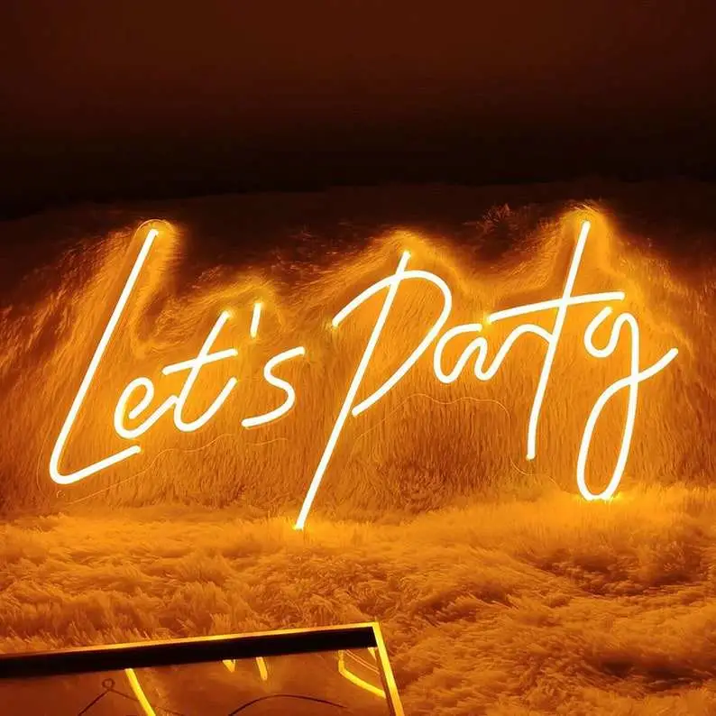 Glodmore2 Custom Acrylic Sign Let's Party Neon Sign LED Strip Lighting Let's Party Neon Sign