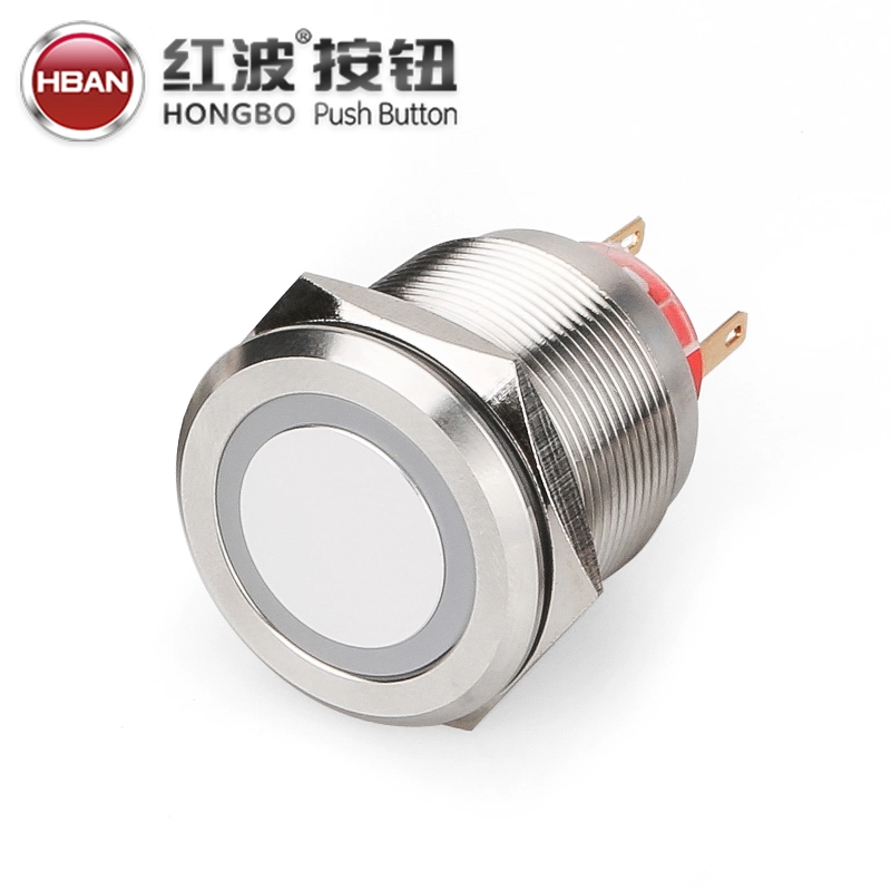 Pushbutton Metal 1no1nc Ring LED Stainless Steel IP67 Waterproof Switch 12 Volt