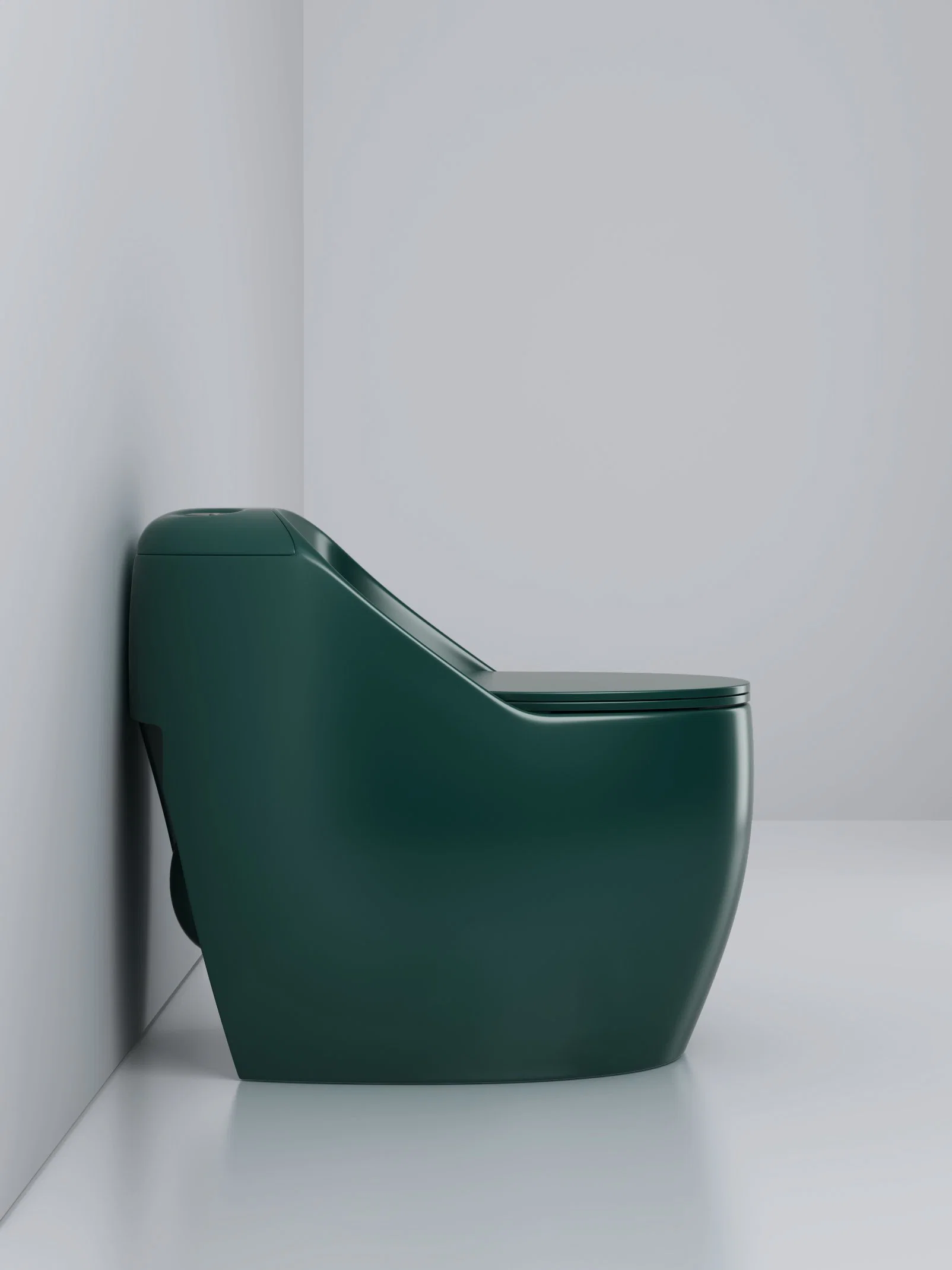 China color verde oscuro de forma de caracol el cuarto de baño Wc de porcelana sanitaria, una pieza wc