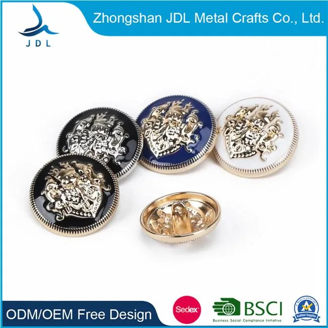 China Wholesale Fabricante de latón chapado en oro Metal Embossed Shank Accesorios para ropa con botones para chaqueta de abrigo