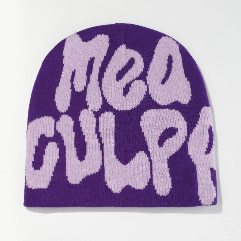 Mea culpa Beanie Hat Winter tejer la tapa del cráneo de la moda de Jacquard Unisex barata