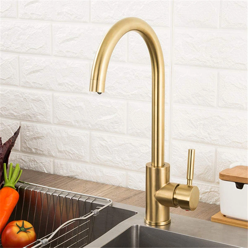 General Hotel Grade Water Single Handle Basin Inox Chrome Bathroom Gold Kitchen Faucet Stainless Steel Brushed Nickel