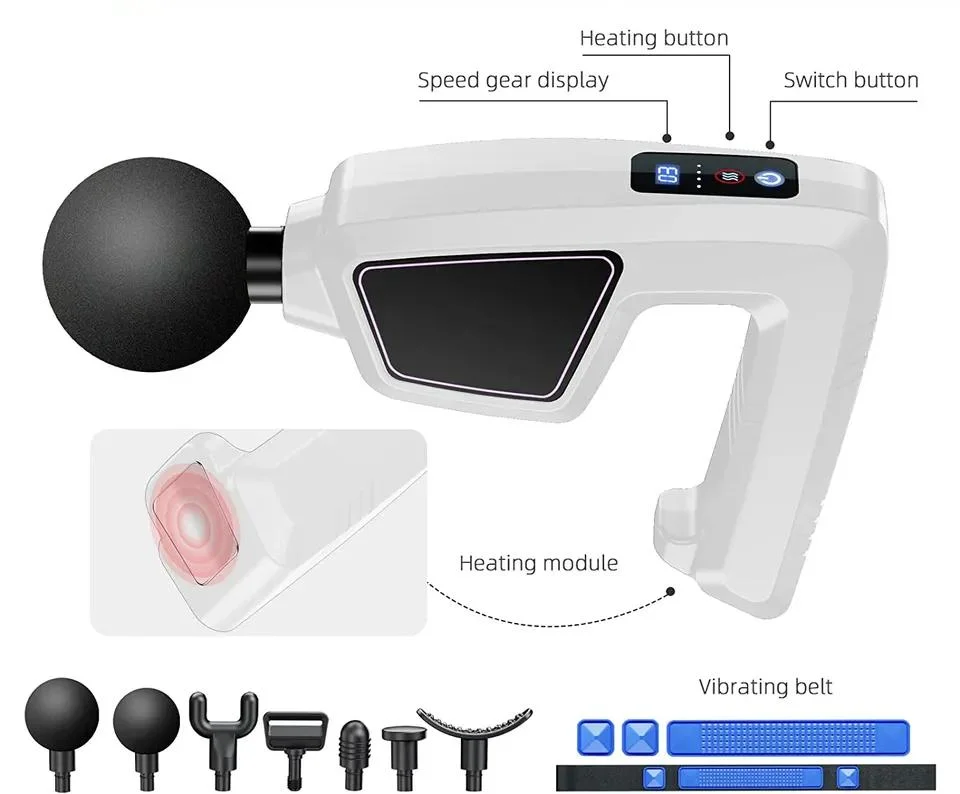 Masaje muscular potente arma de fuego con la correa