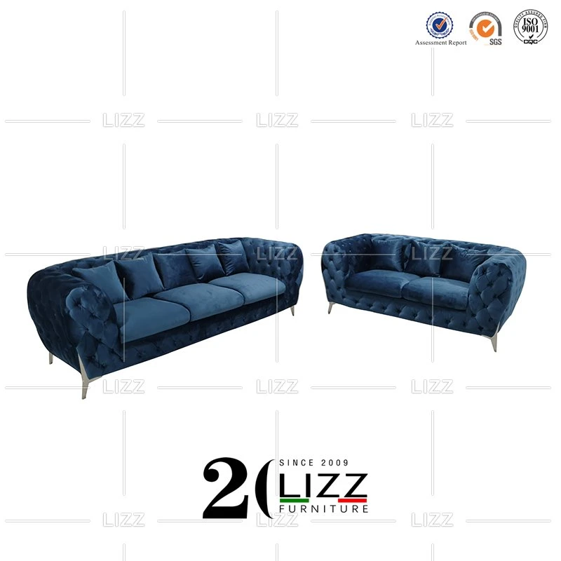 Luxo comercial Chesterfield Tecido Veludo Sofá Mobiliário cadeira