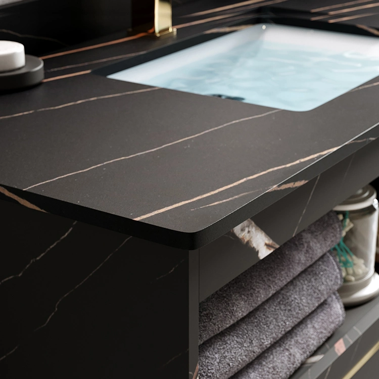 Customized Luxury Modern Double Black Wash Basin Bathroom Furniture Vanity Bathroom Cabinet