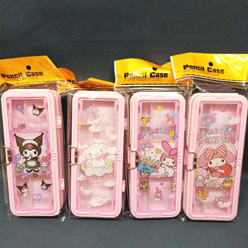 Ruunjoy New Kawaii Sanrio Acrylic Pencil Case High Capacity Anime Melody Kuromi Figure Transparent Pencil Box Stationery Storage Box