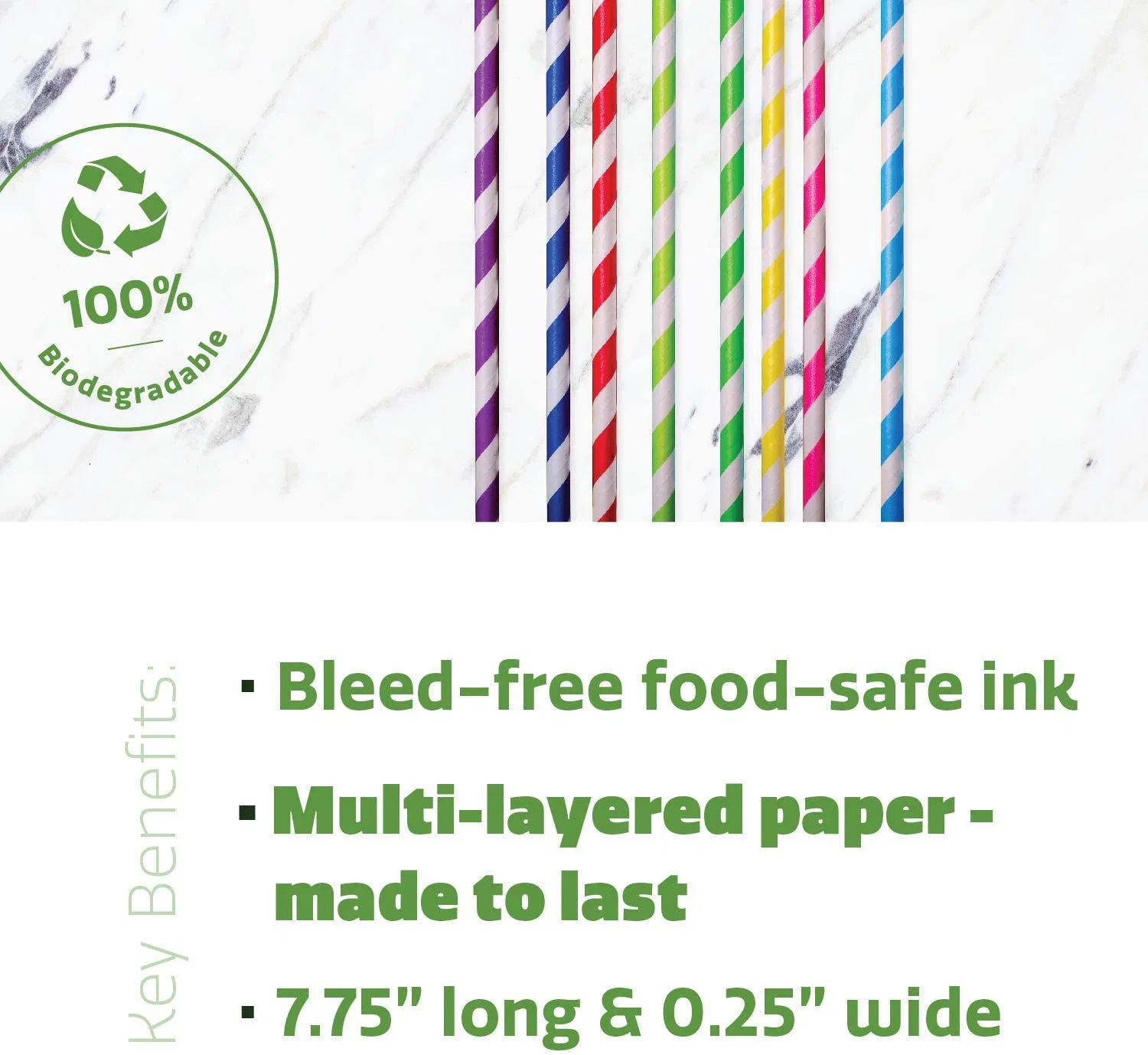 Consumo de papel Palhinhas [200 Pack] 100% Biodegradáveis - cores sortidas