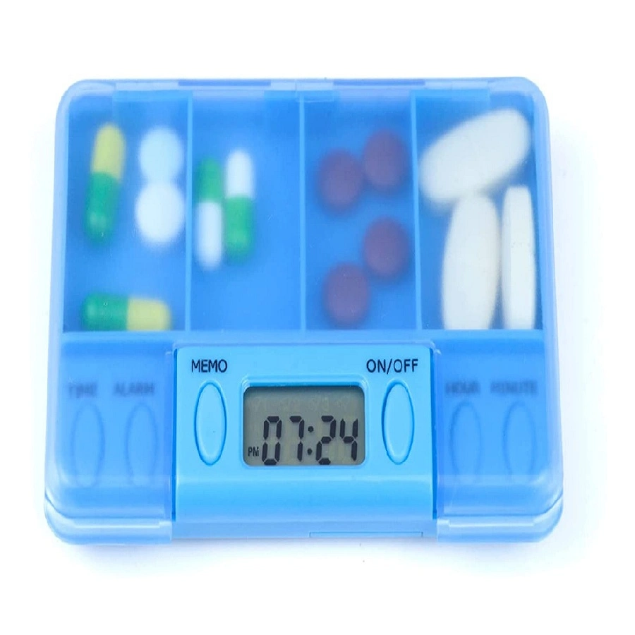 Hot Selling Electronic Smart Box Medicine Case 7day 4 Times a Day Weekly Pill Dispenser Two Groups of Reminder Alarms