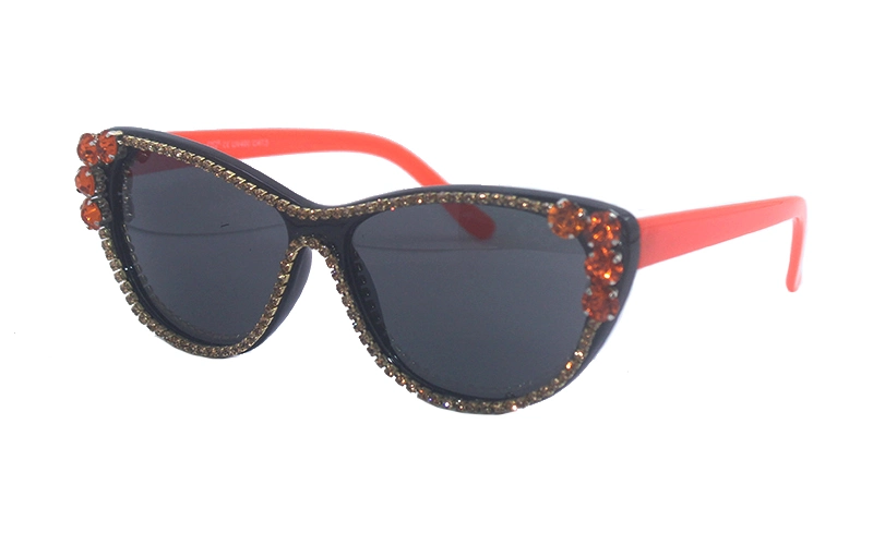 Cat Eye Candy Color Temple Lady Party Sunglasses Embedded with Rhinestone