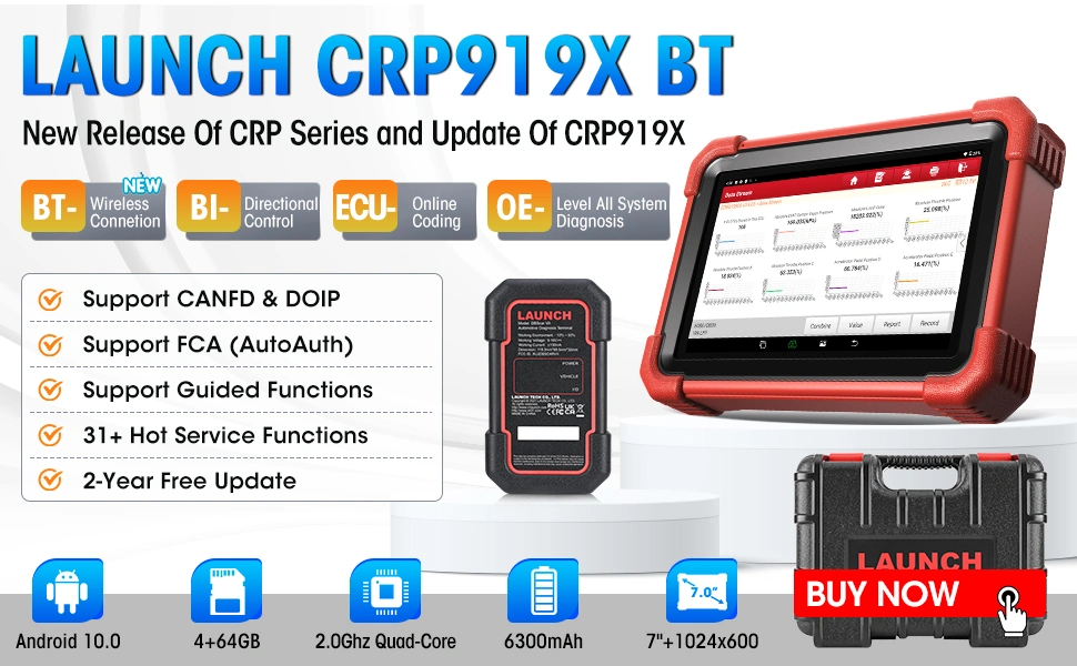 إطلاق نظام السيارة ثنائي الاتجاه X431 Crp919X BT PRO Blue-Tooth أداة الماسحة الضوئية التشخيصية