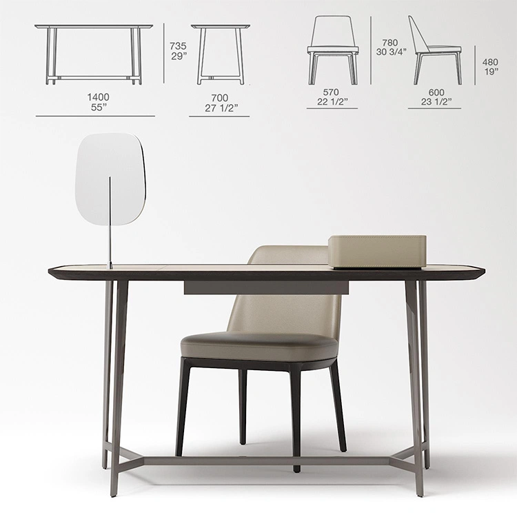 Modern Metal Frame Wooden Writing Table Studio Computer Desks for Home Office