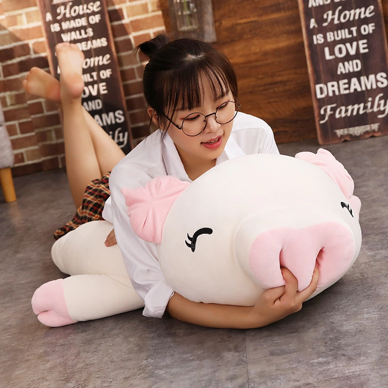 Plush Lovely Pig Stuffed Doll Lying Plush Piggy Toy White/Pink Animals Soft Plushie Gift