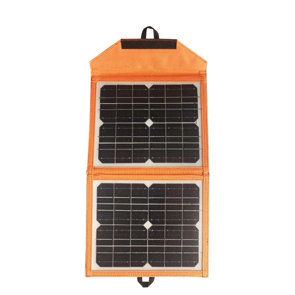 10W 2 Panel solar plegable de 5 voltios de salida del regulador de voltaje USB Cargador solar portátil Bolsa para móvil