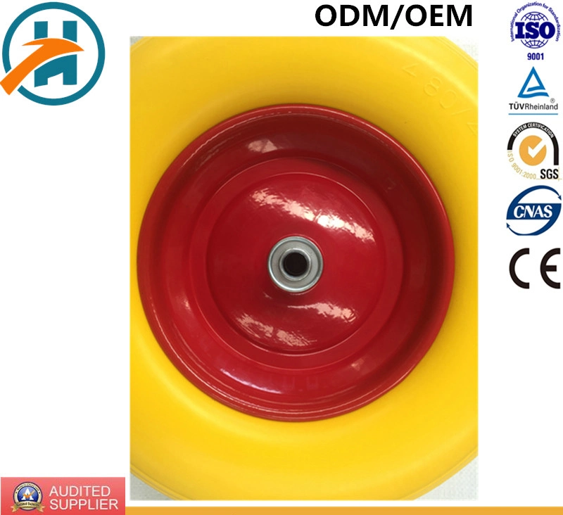 Colour PU Wheel with Steel /Plastic Rim (16*4.00-8)