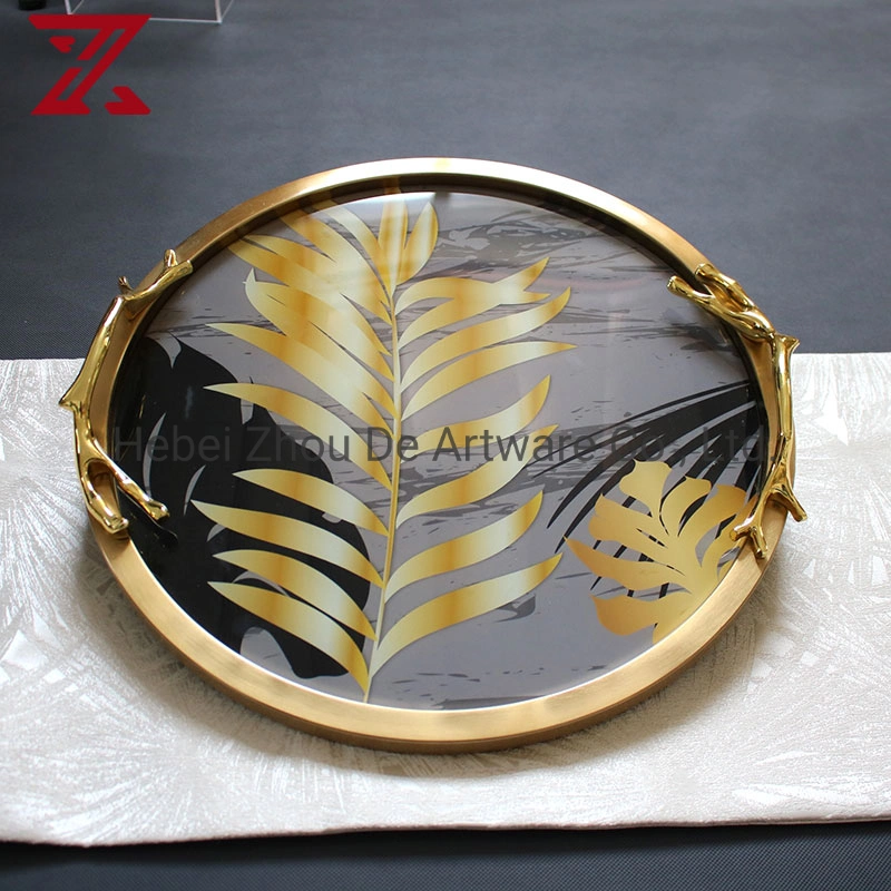 Factory Custom Gold Mirror Tray Glass Tray for Table Perfume Vanity Home Living Room Decor