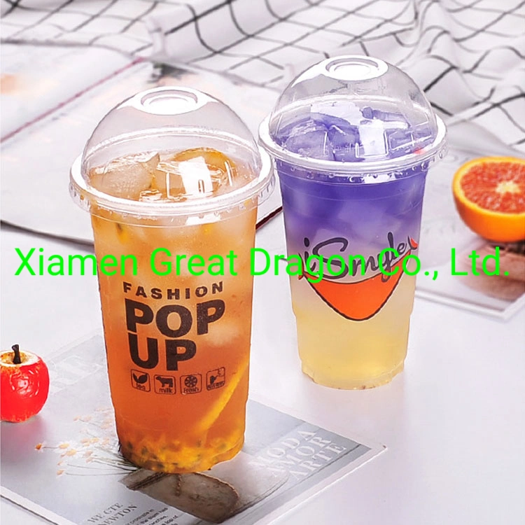 Custom Printed Clear PP Pet Disposable Plastic Cup with Lid