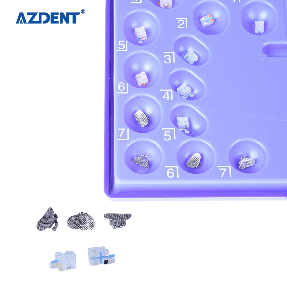 Wholesale/Supplier Price Azdent Dental Orthodontic Material Monocrystalline Sapphire Bracket Mini Roth /Mbt. 022, Hooks 345 with Buccal Tube