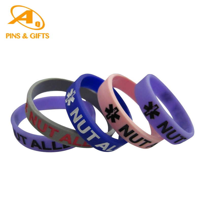 Estilo de banda do lado de fornecimento grossista de elástica romance de silício côncavo de moda de coloração de borracha esculpidas Dom promocionais bracelete de Silicone