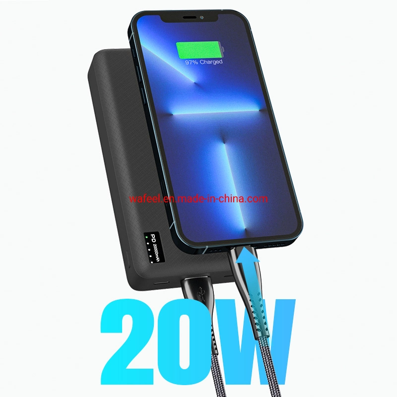 Pd18W 20000mAh carga superrápida Banco de potencia la capacidad real de Cargador cargador para teléfono móvil