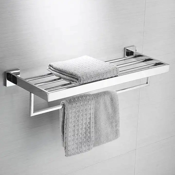 Simple Design Durable SUS304 Stainless Steel Material Chrome Bathroom Towel Bar