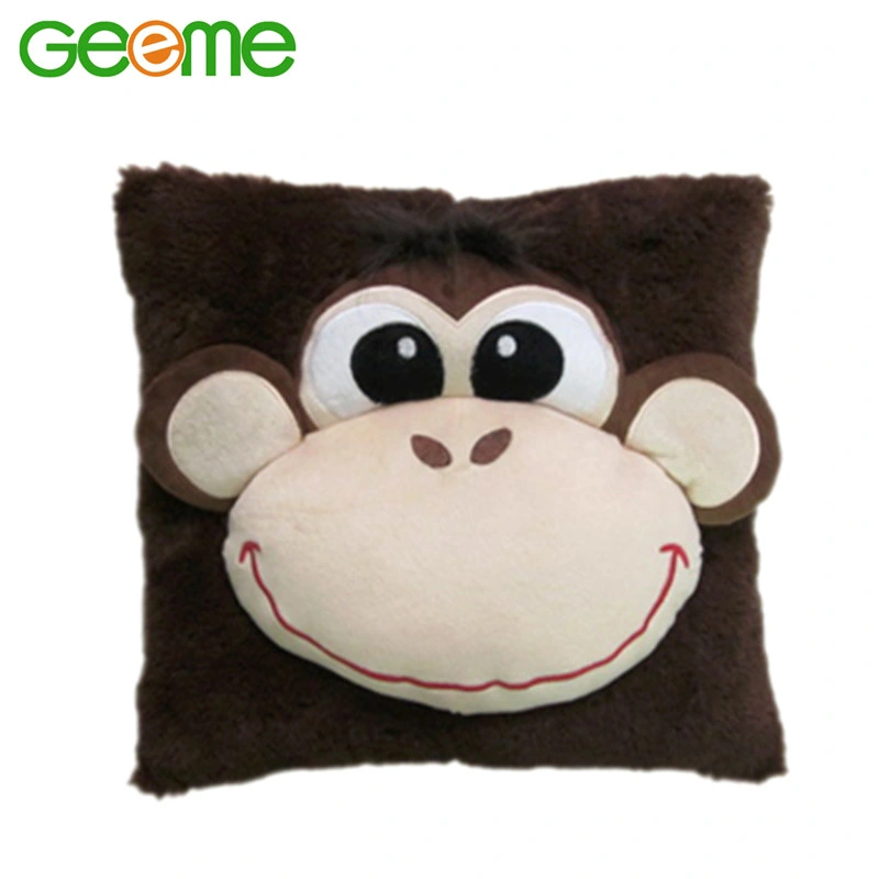 Soft Decorative Square Plush Sofa Pillow with Dog Face