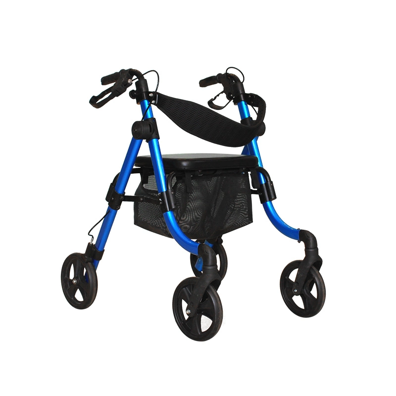 Capacity 100kg Height Adjustable Folding Aluminium Walker Rollator for Adults