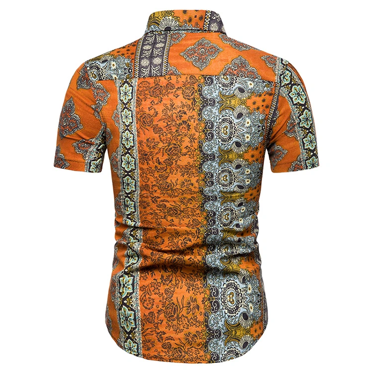 African Men Collar Fashion Digital Printed Summer Beach Vacation Casual Polo Shirt