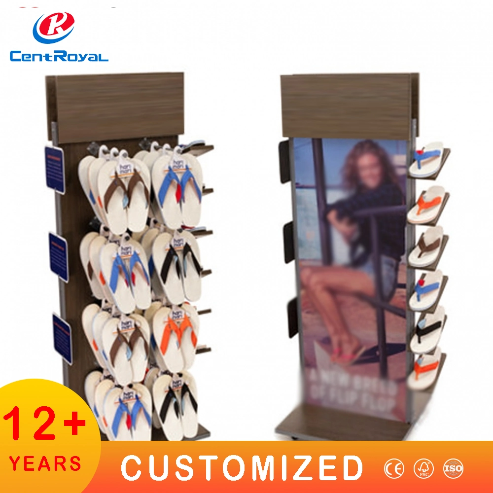 Custom Holz Kleidung Sandal Regal Laufschuh Display Rack Schwer Duty Metal Sport Shop Slipper Sneaker Display für Basketball Store Bodenstativ