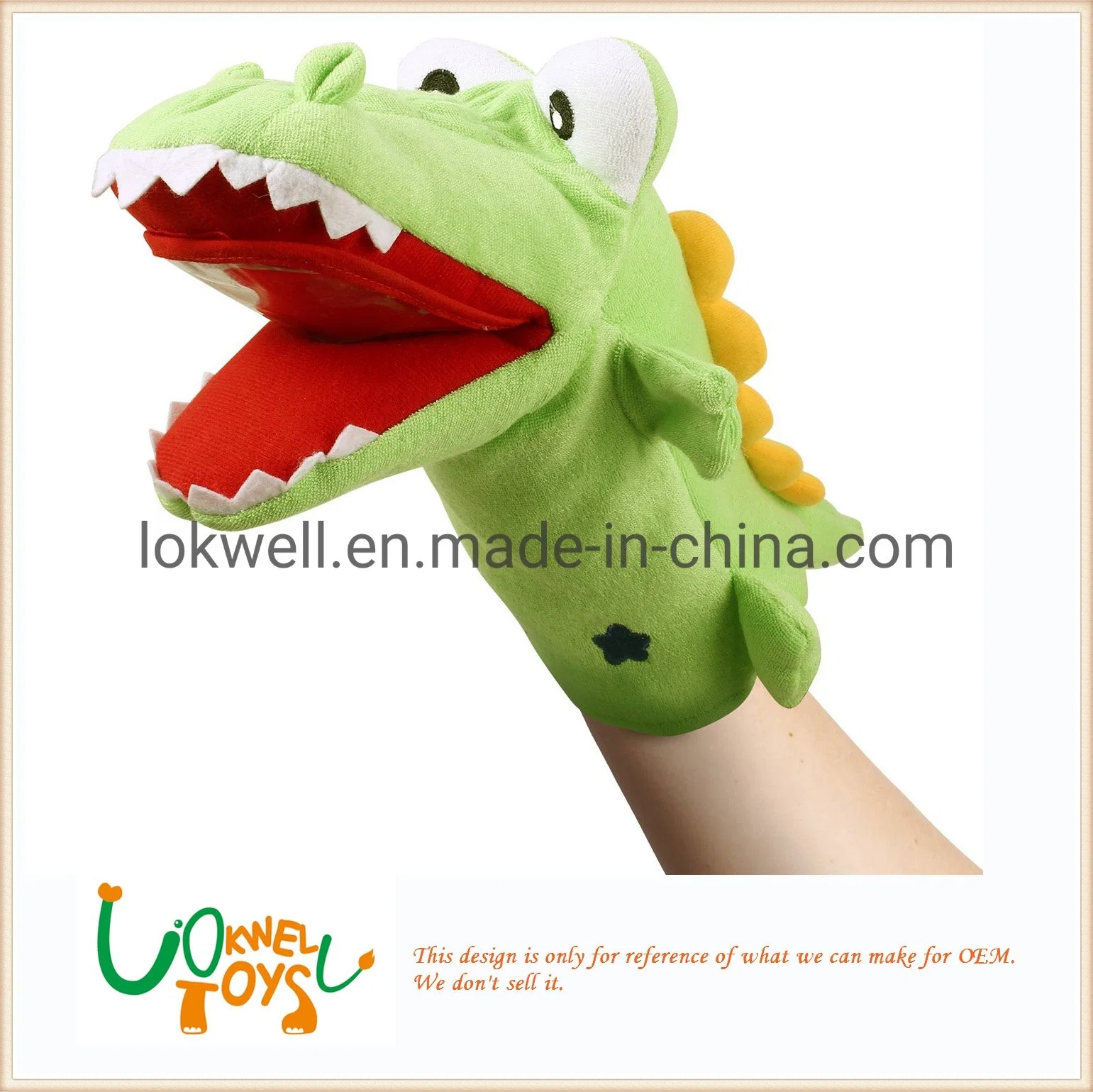 Fabricante de peluche personalizado Cocodrilo calmante marioneta de mano