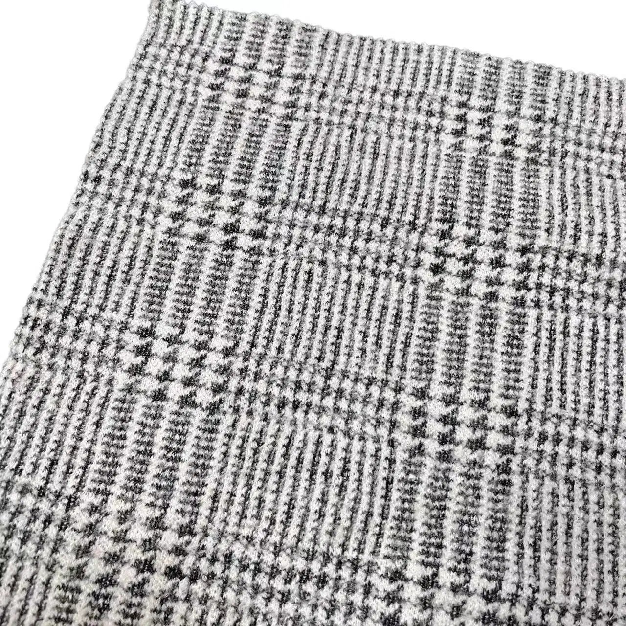 Grey Heather Yarn Dyed Knitted Wool Fabric Plaid Fleece for Oversize Shirts