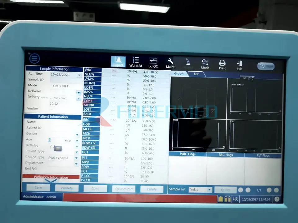 Laboratory 14 Inch 60 T/H Screen 5 Part Hemaotlogy Analyzer