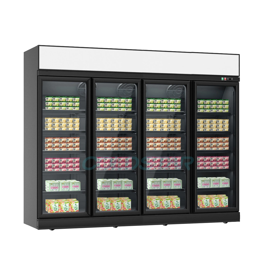 Supermarket 4 Doors Vertical Frozen Merchandise Display Freezer