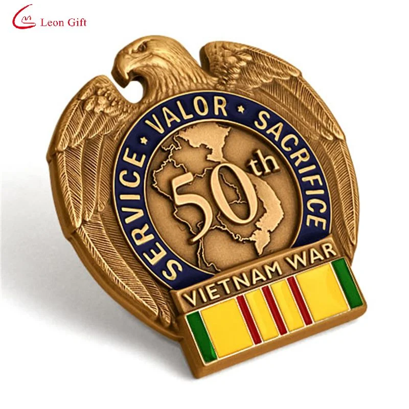 Fabricado en China el logotipo personalizado Metal Vietnam 50º Aniversario del Servicio de Veteranos de Vietnam Engravable desafío monedas