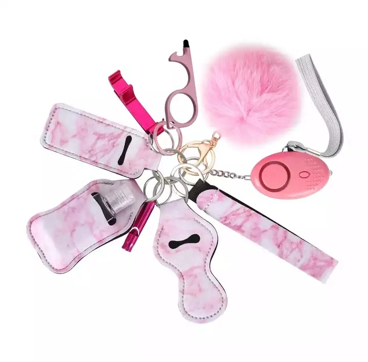 Safe Loud Siren Women Kids Personal Security Alarm Self Defense Kit Products Wholesale Women Self Defense Keychain Set