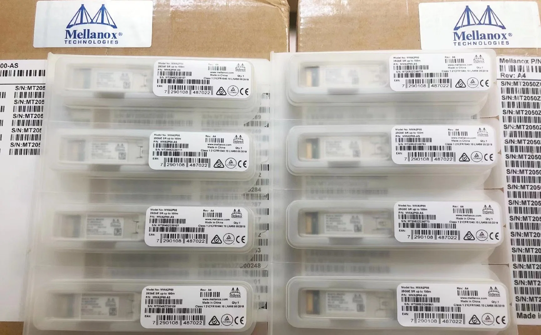 El MMA Mellanox2p00-como MMA2p00-Asht 25gbe SFP SR28 Mmf LC-LC 850nm Sr 85C 100m módulo transceptor óptico Mellanox