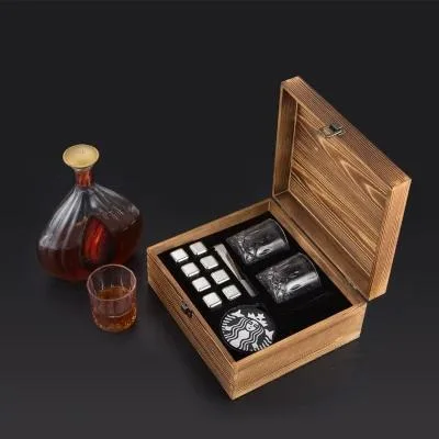 Weihnachtsgeschenk Edelstahl Eis Whisky Eis Holz Box Set Geschenkanpassung