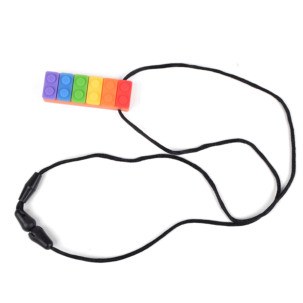 Commerce de gros de bijoux à croquer Chewy Rainbow Pendentif Stick sensorielle Collier Silicone Anneau de dentition bébé mâcher des jouets pour enfants