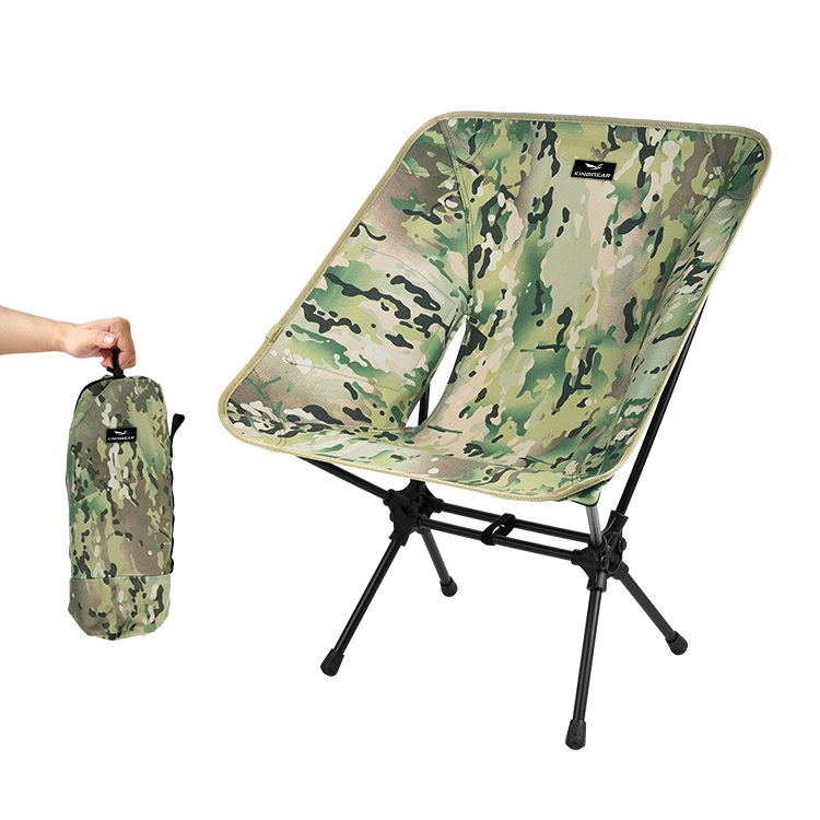 Kinggear Outdoor Portable Moon Chair Lightweight Camouflage Camping Chair Manufacturers Foldable Camping Chairs for Adults