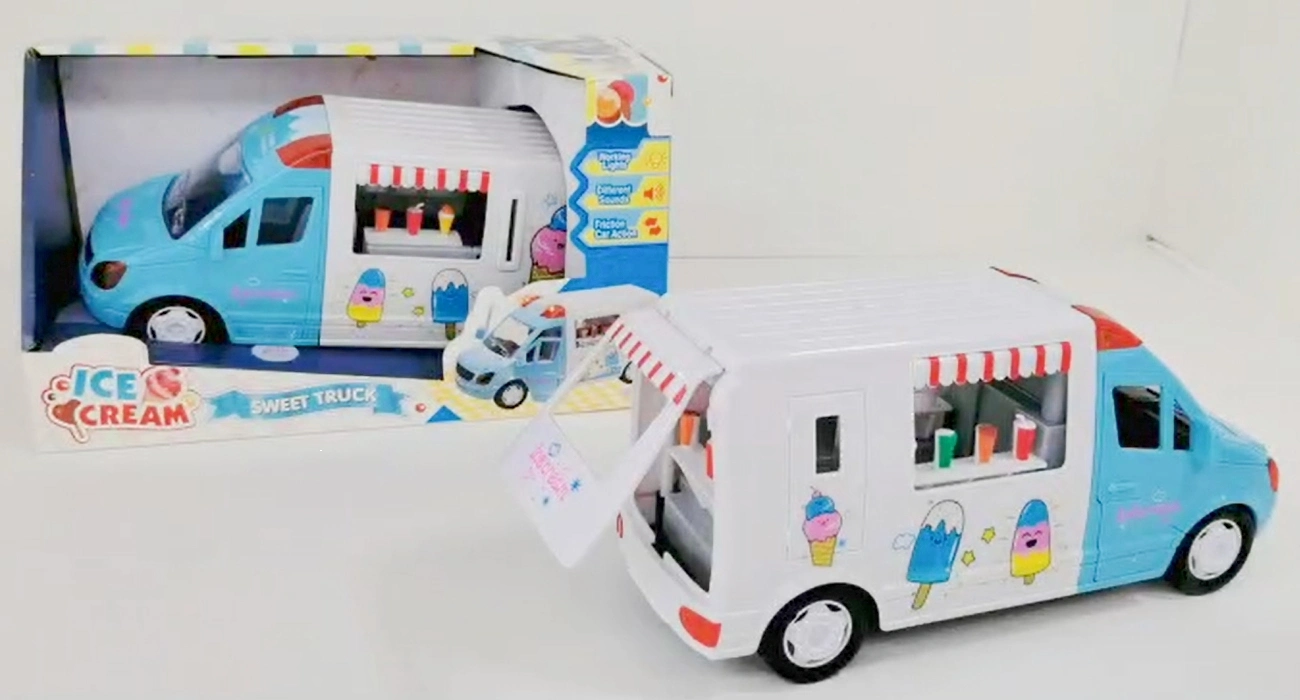 Ice-Cream Truck Inertia Cart Toy Car for Kids with Light & Sound