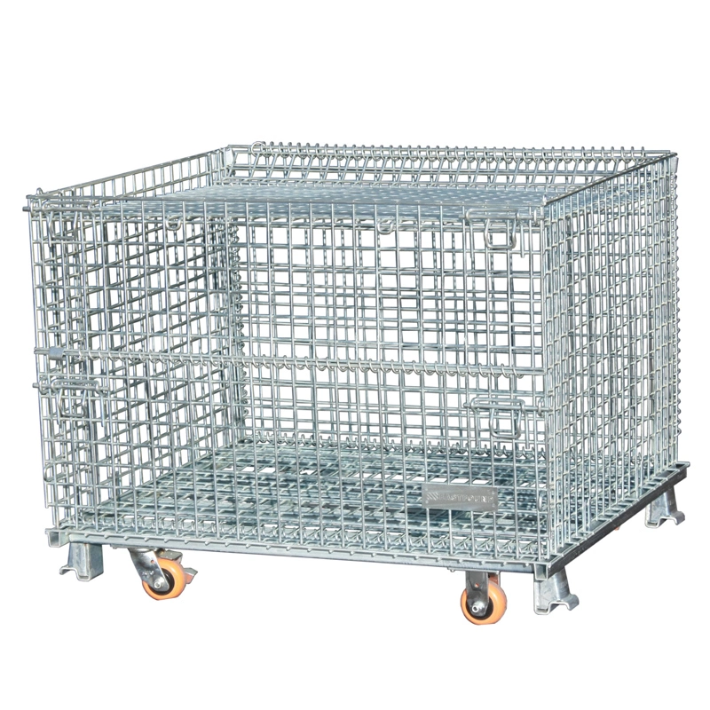 Cargo Transport Storage Forklift Safety Galvanized Folding Wire Cages