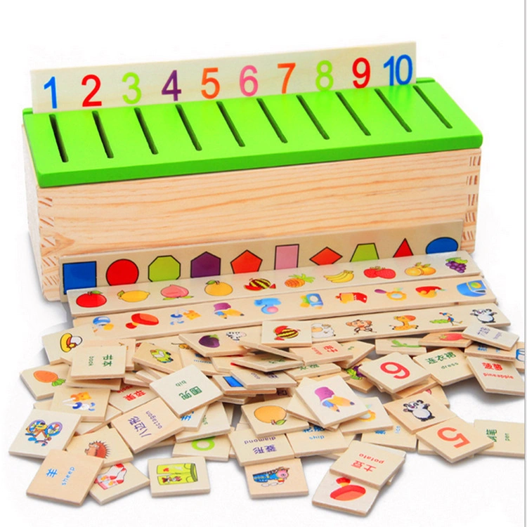 Children Wooden Knowledge Classification Box Early Education Toys